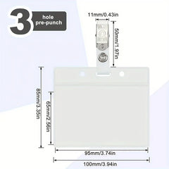 REUSABLE NAME BADGES 10set ID card holder and badge holder, transparent horizontal name mark with metal clip
