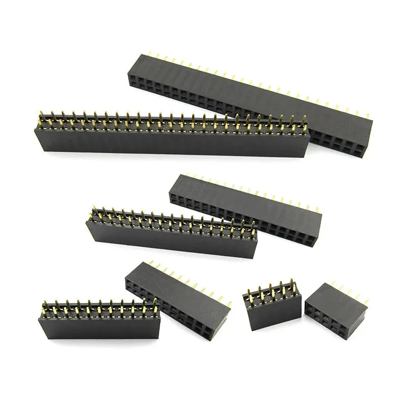 SILICON IC USE FOR CONNECT 10Pcs 2.54mm Straight Dual 2X2/3/4/5/6/7/8/9/10/11/12/18/20/24/25/30/40P PH8.5mm Double row Gold Rohs PCB Female Header Socket