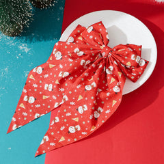 Polyester fiber hairpin 1pc Christmas Bowknot Long Tail Hair Clip, Polyester Fiber Material, Fashionable & Casual Hair Accessory, Suitable For Daily Com