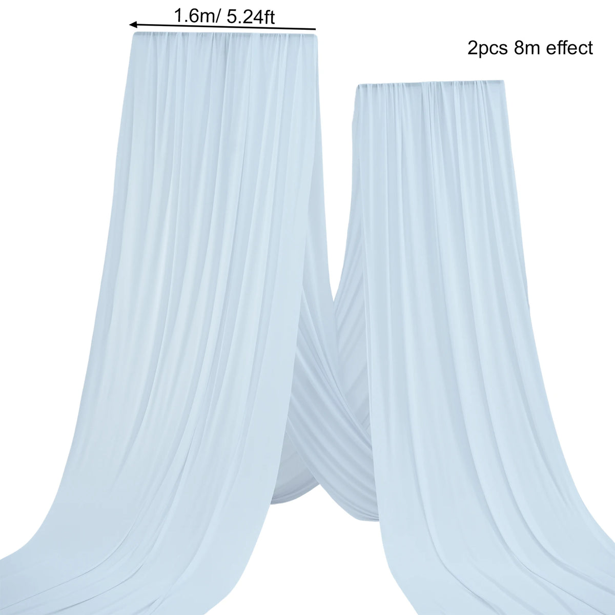 curtain backdrop 2 Pcs 8M 2 Sided Solid Color Stretch Hang Celling Fabric Gauze Curtain Wedding Backdrop Frame Decoration Party Event Props H0119