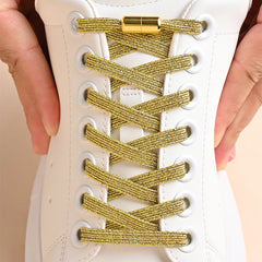 SHOE LACE 1Pair No Tie Shoe Laces Colorful Buckle Shoelaces Pearl Light Colorful Fashion Without Ties Elastic Laces Sneaker Kids Adult