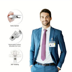 REUSABLE NAME BADGES 10set ID card holder and badge holder, transparent horizontal name mark with metal clip