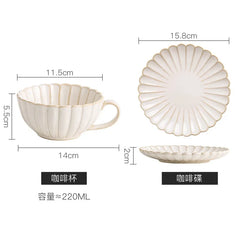 ceramics cup Japanese Ceramic Coffee Mug Creative Chrysanthemum Shaped Coffee Cup Saucer Set Simple Retro Afternoon Tea Cup